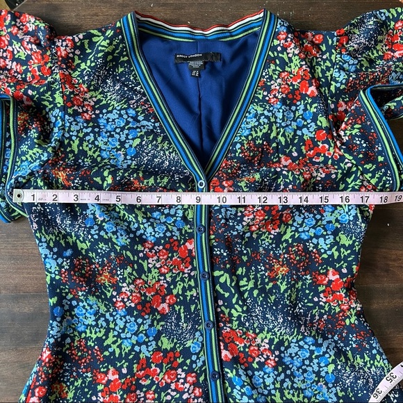 Maggy London Abbi Flounce Tea Length Floral Dress Flutter Sleeves Size 6 - Picture 11 of 13